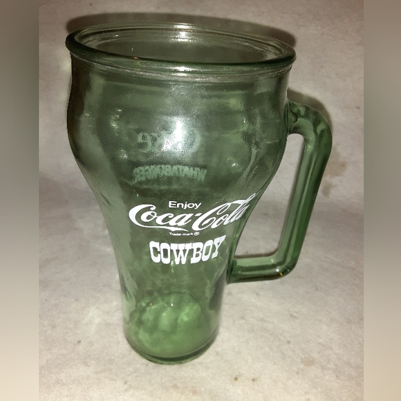 Coca Cola Cowboy Whataburger Glass Cup/Handle- 12 oz Vintage Good Christmas Gift - Picture 1 of 2